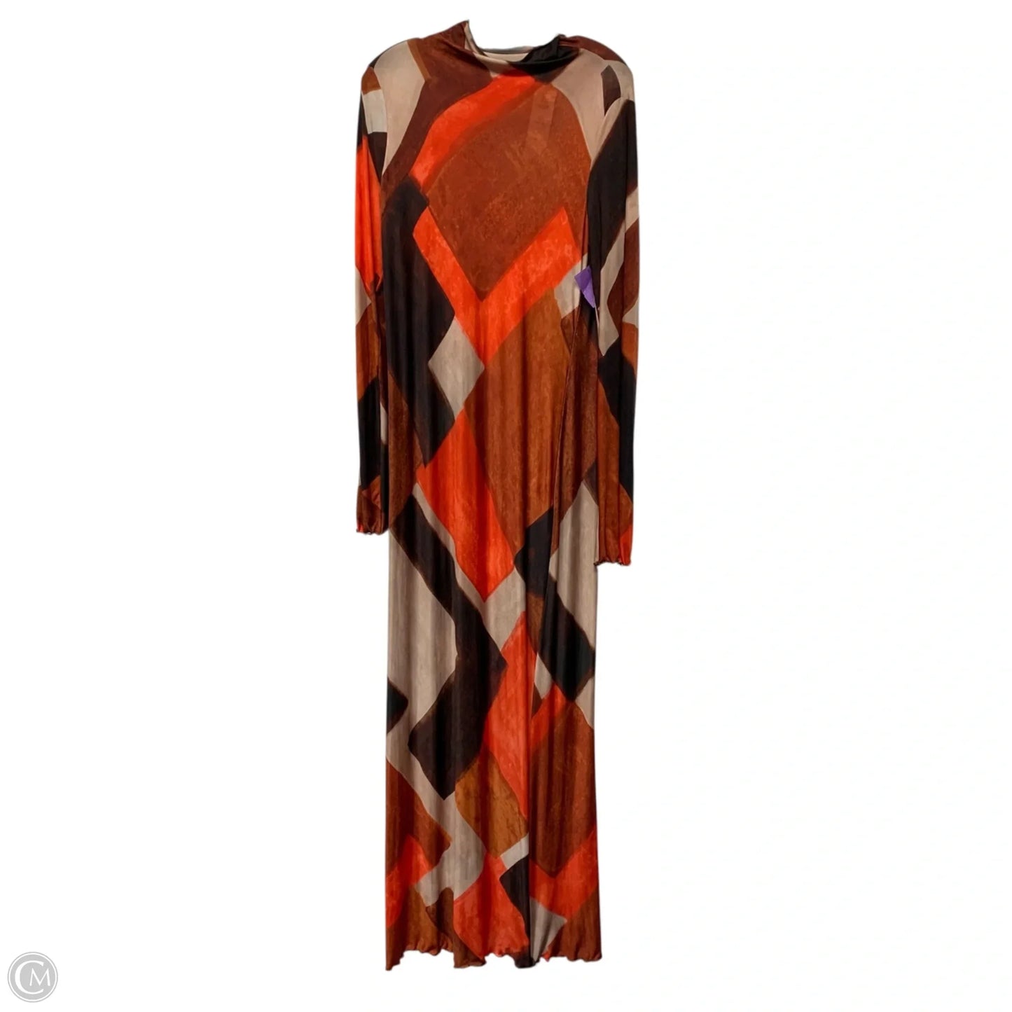 Dress Casual Maxi By Zara In Brown & Orange, Size: 1x