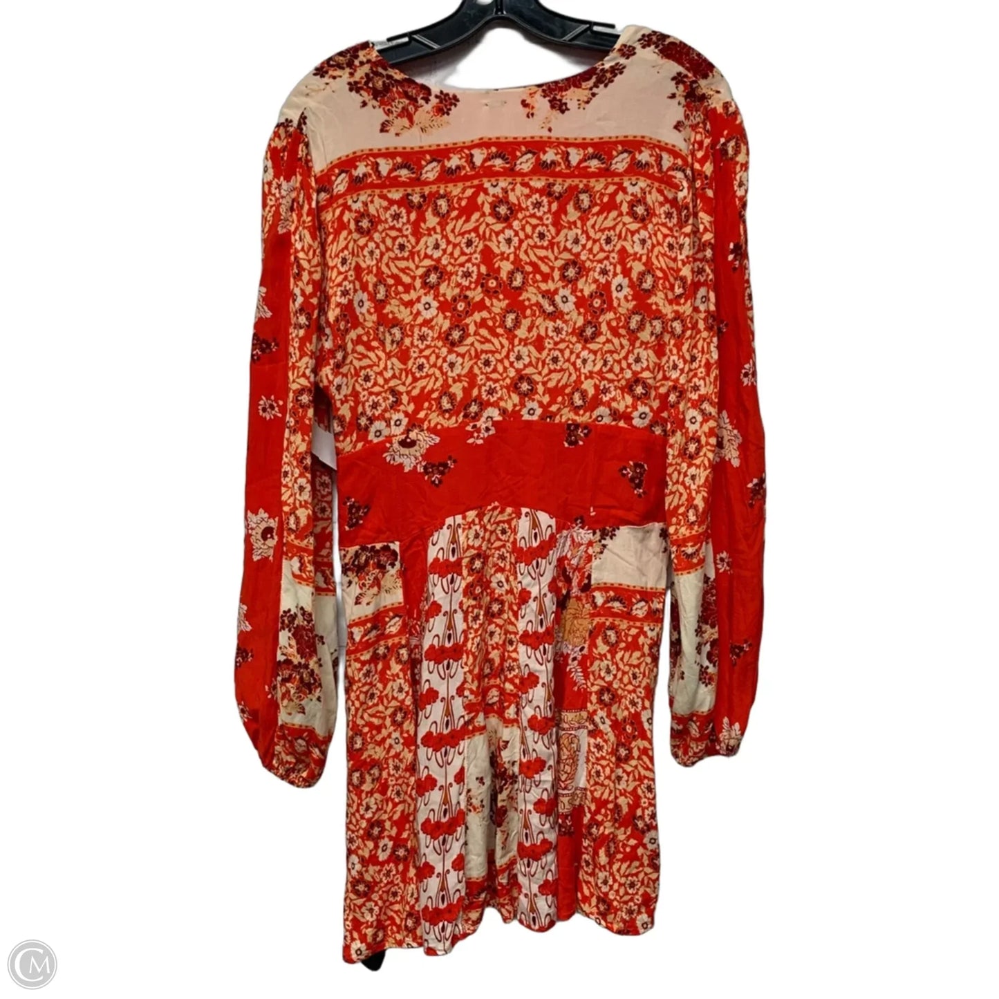 Tunic Long Sleeve By Free People In Orange & White, Size: L