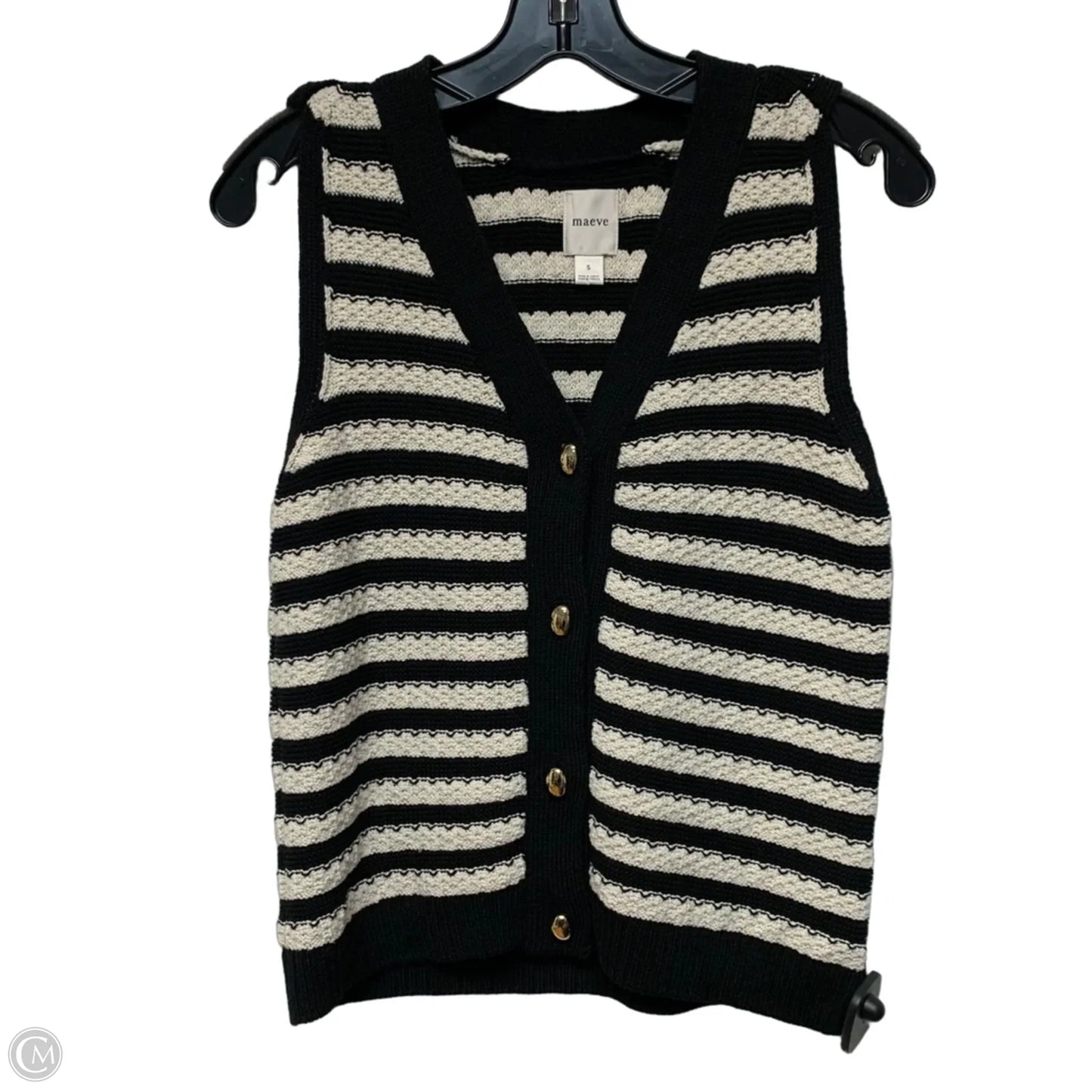 Vest Sweater By Maeve In Black & White, Size: S