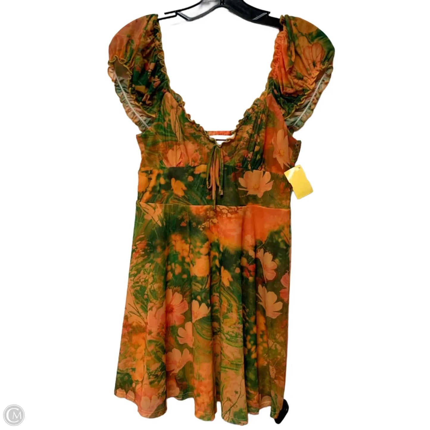 Dress Casual Short By Urban Outfitters In Green & Orange, Size: M