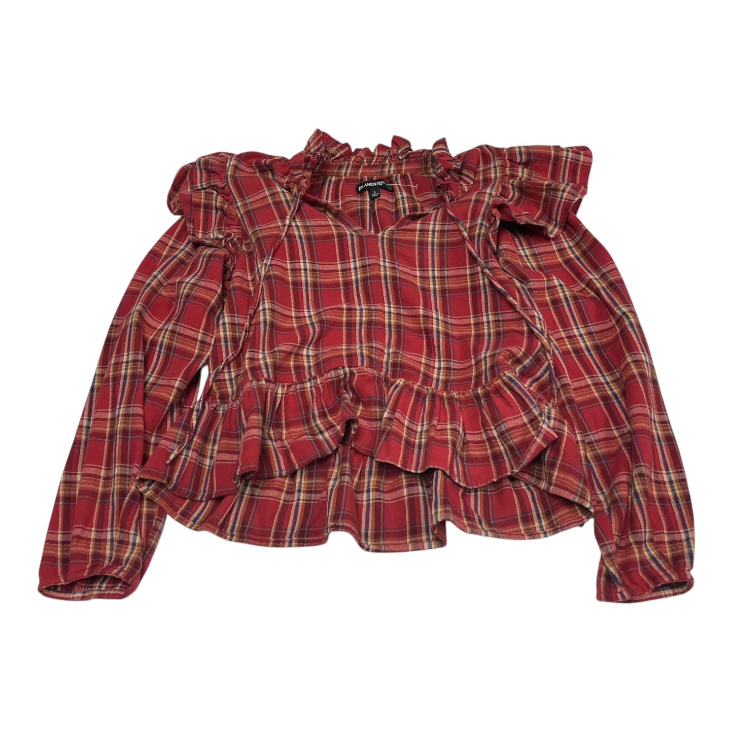 Top Long Sleeve By Blanknyc In Plaid Pattern, Size: L