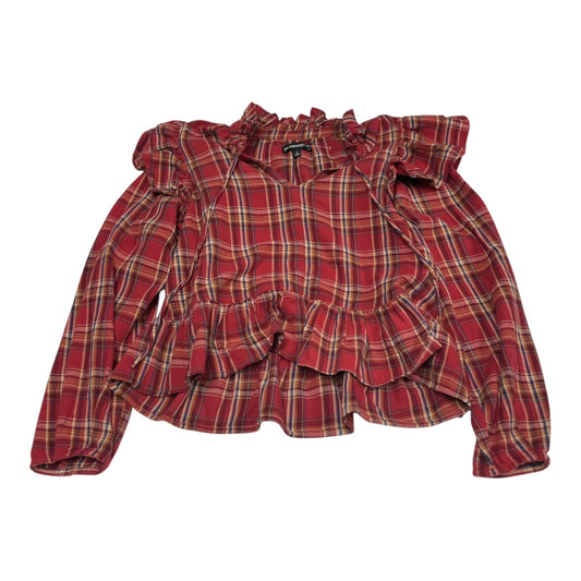 Top Long Sleeve By Blanknyc In Plaid Pattern, Size: L