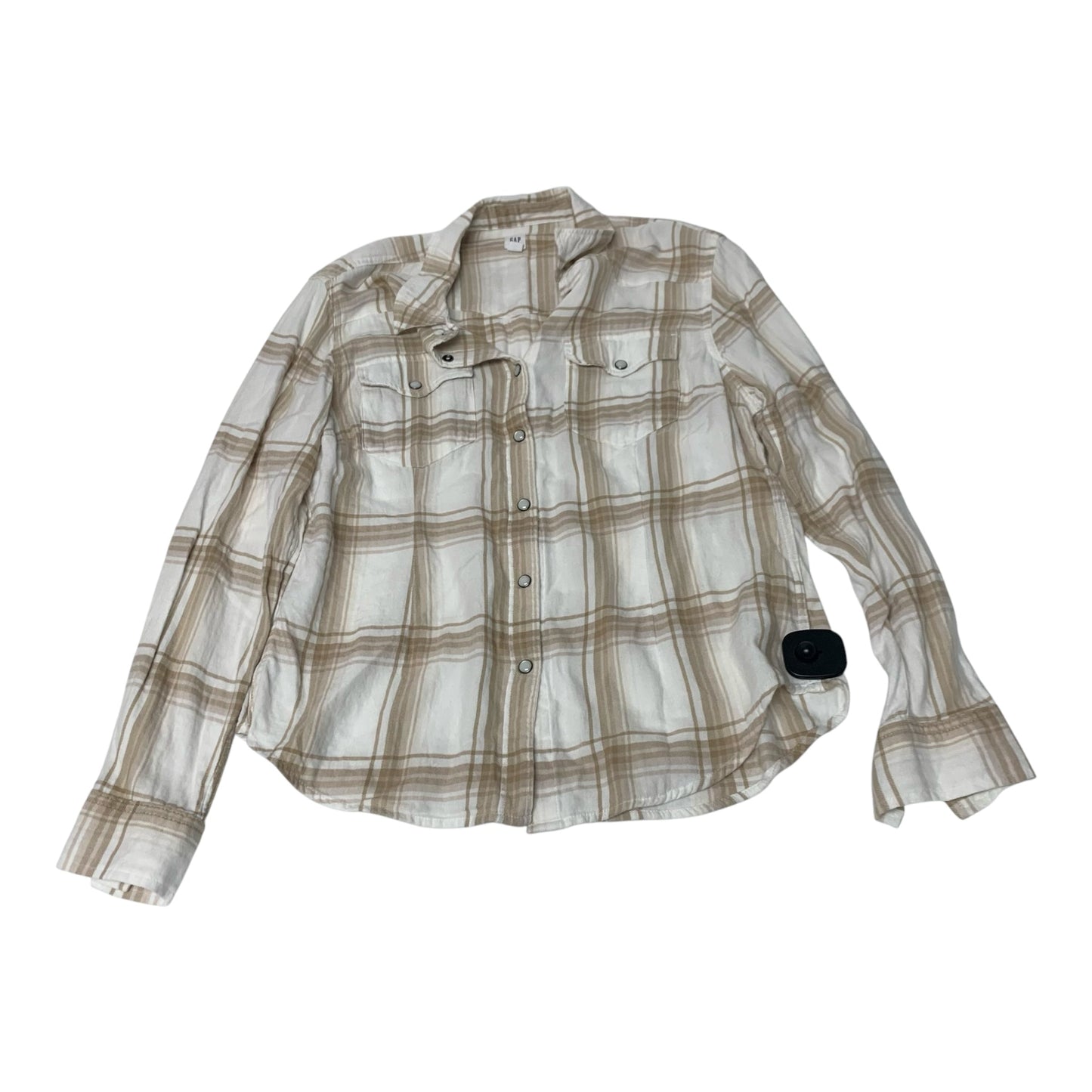Top Long Sleeve By Gap In Brown & White, Size: M
