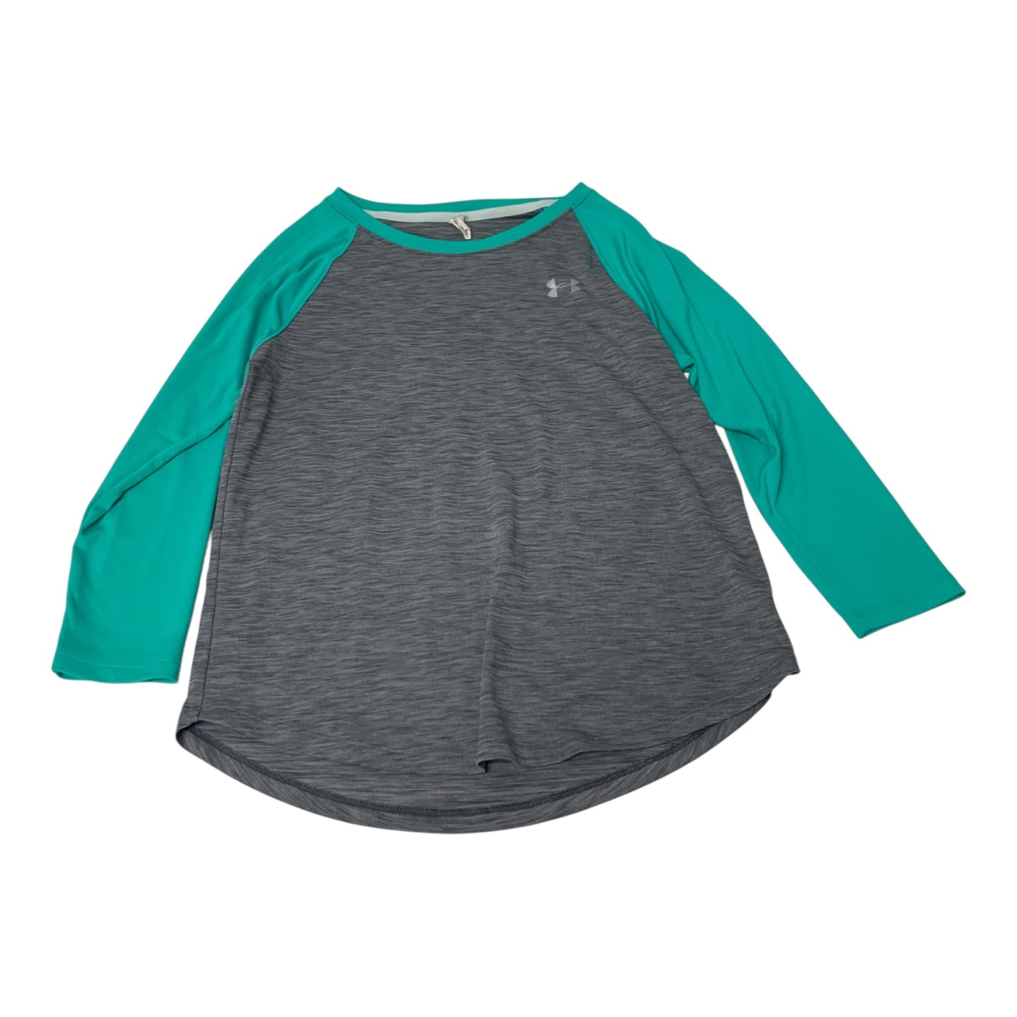 Athletic Top Long Sleeve Crewneck By Under Armour In Blue & Grey, Size: S