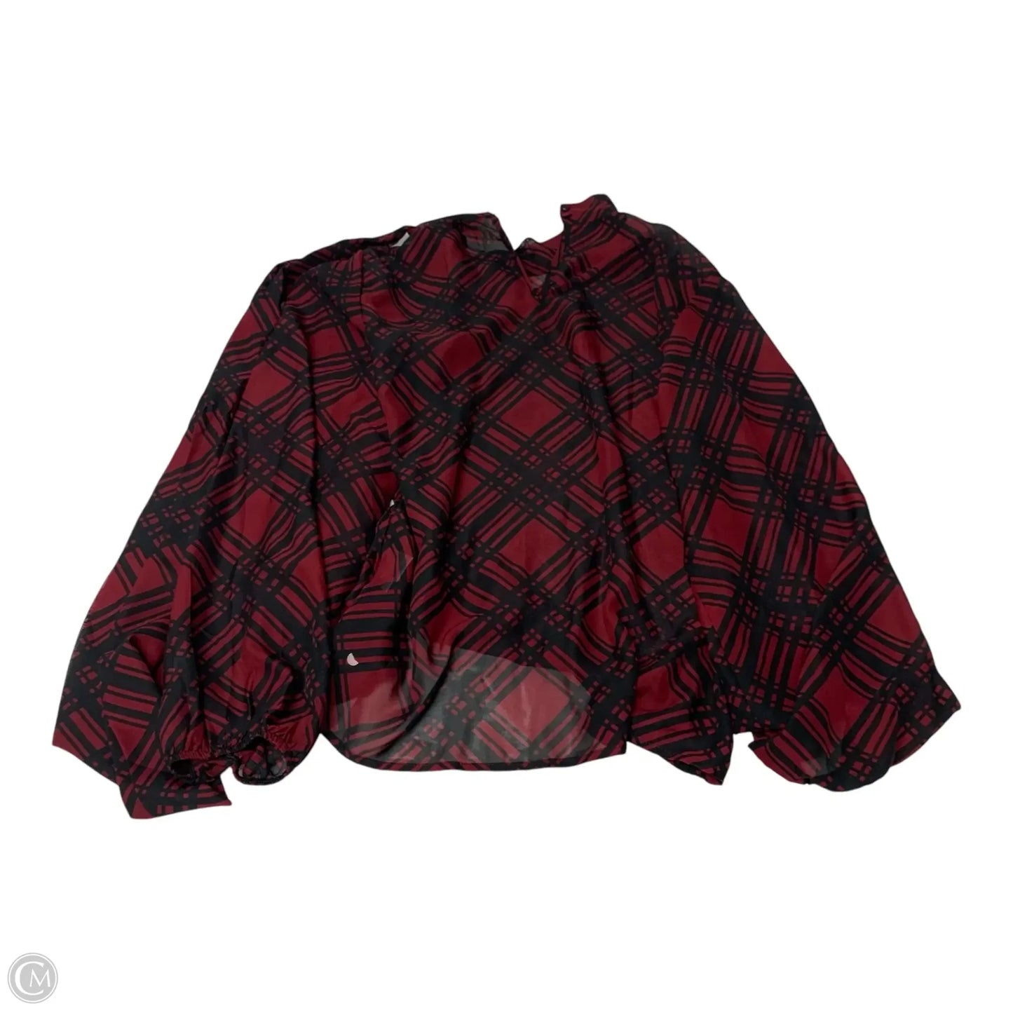Blouse Long Sleeve By New York And Co In Black & Red, Size: M
