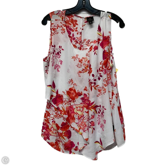 Blouse Sleeveless By Worthington In Pink & White, Size: Xl