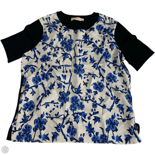 Top Short Sleeve Designer By Tory Burch In Blue & White, Size: M