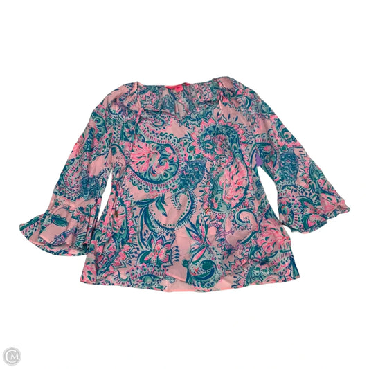 Top Long Sleeve Designer By Lilly Pulitzer In Blue & Pink, Size: Xxs
