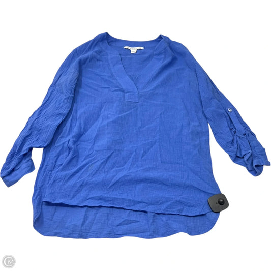 Top Long Sleeve Designer By Diane Von Furstenberg In Blue, Size: S