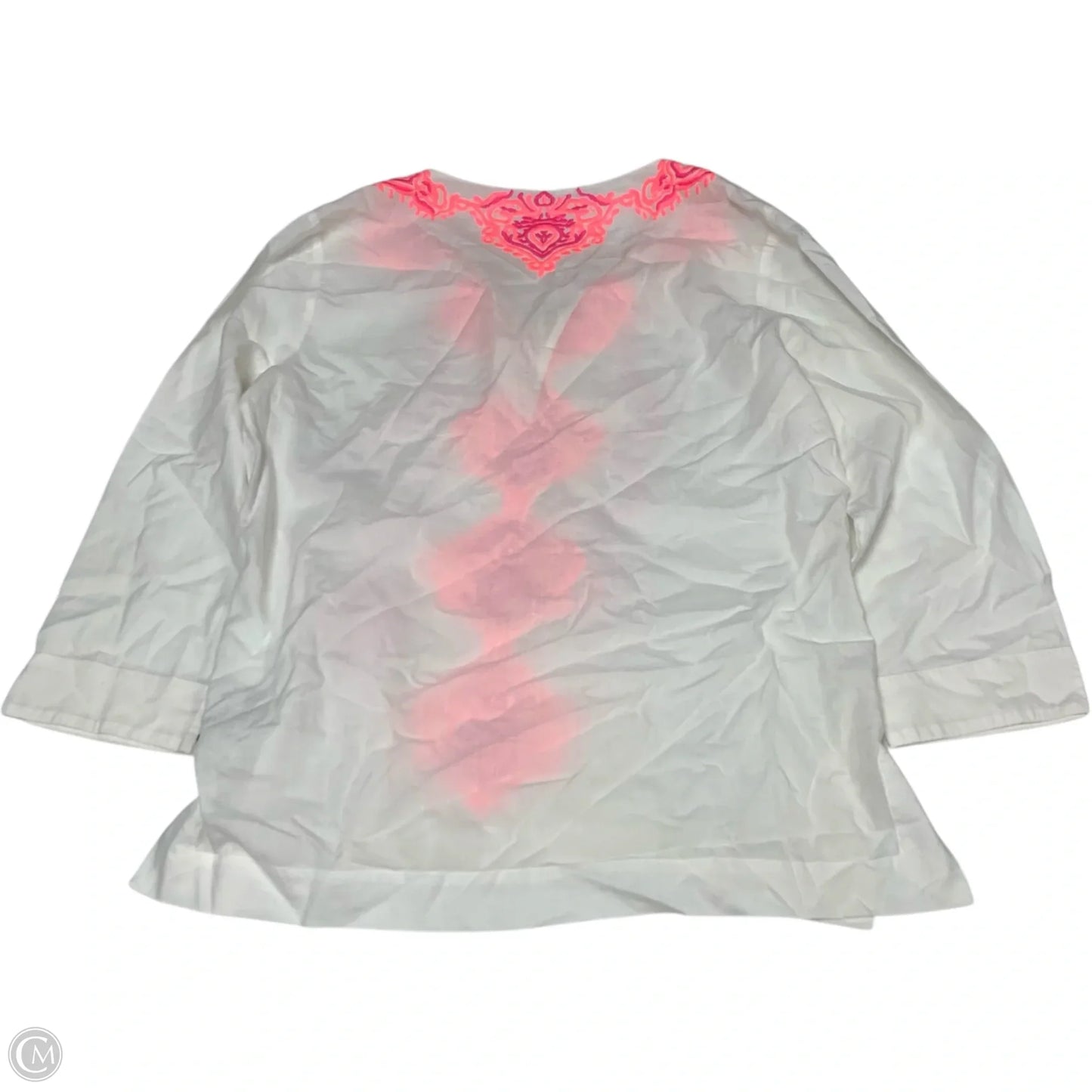 Top Long Sleeve Designer By Lilly Pulitzer In Pink & White, Size: M