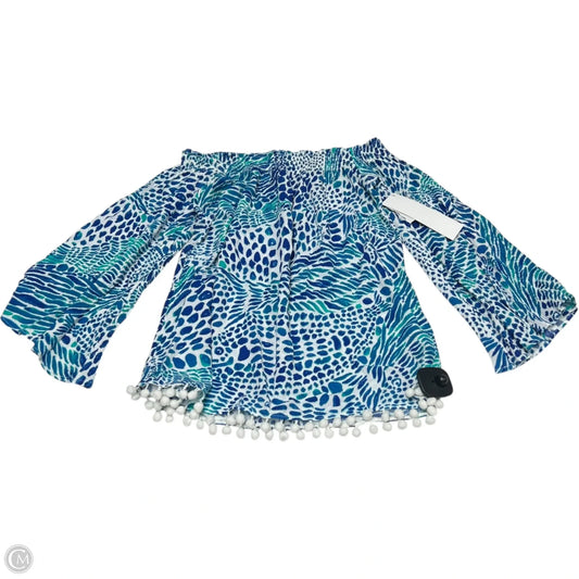 Top Long Sleeve Designer By Lilly Pulitzer In Blue & White, Size: Xs