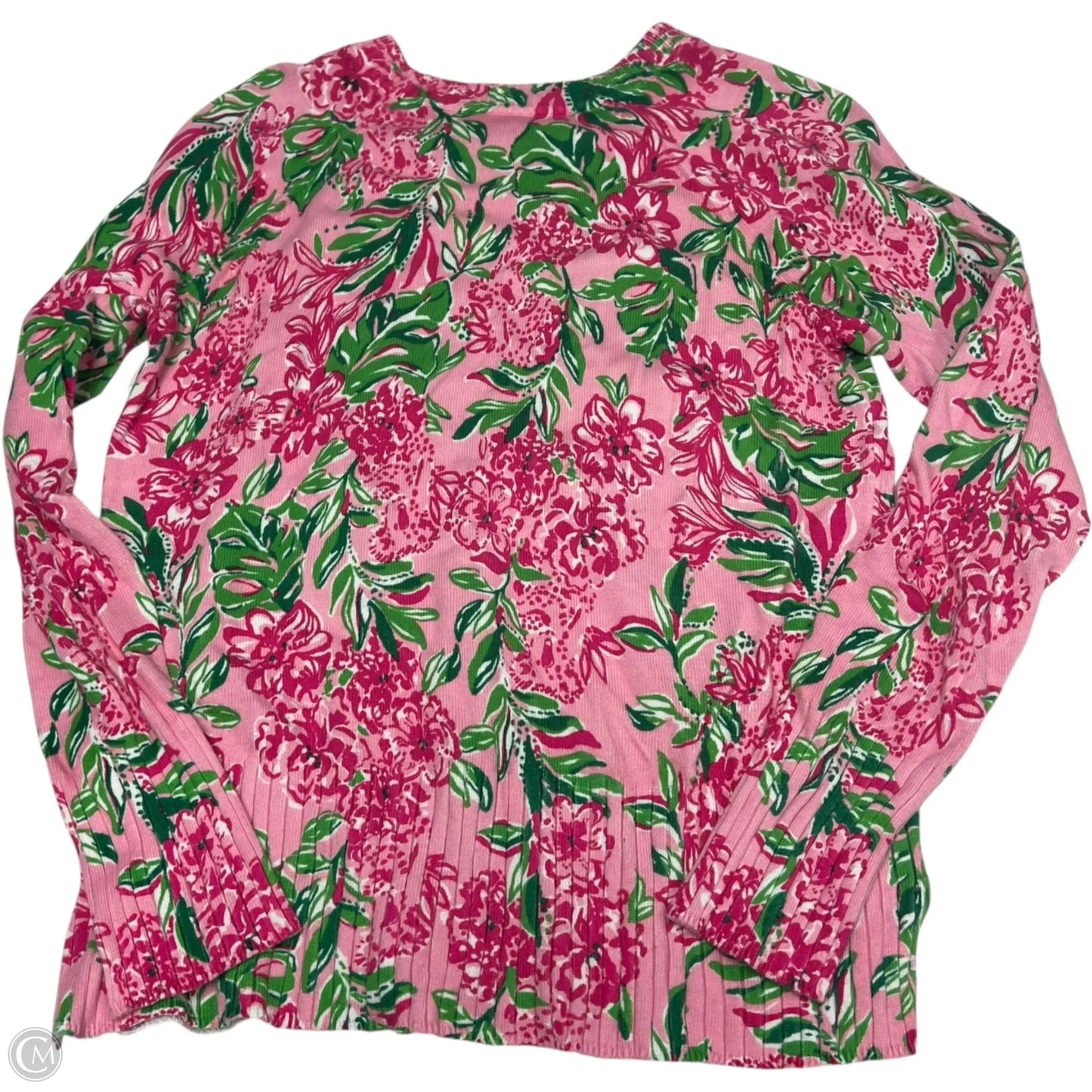 Top Long Sleeve Designer By Lilly Pulitzer In Pink & White, Size: S