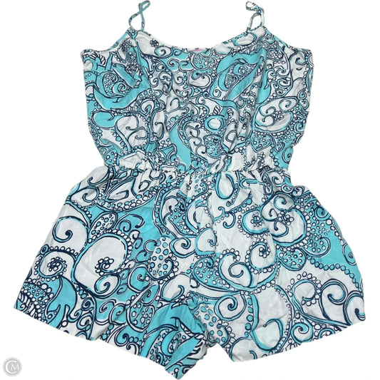 Romper Designer By Lilly Pulitzer In Blue & White, Size: L
