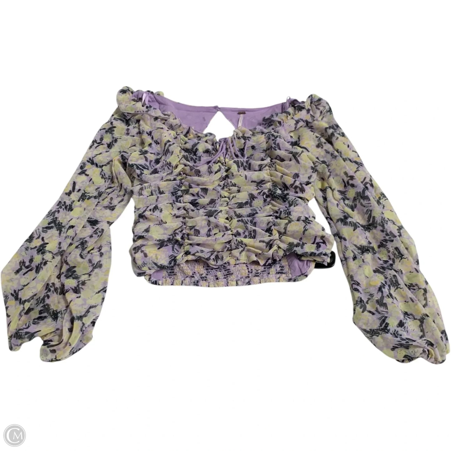 Blouse Long Sleeve By Free People In Purple & Yellow, Size: M