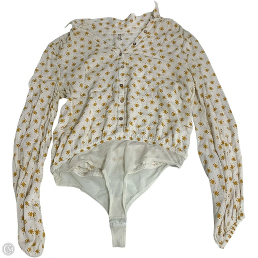 Bodysuit By Free People In White & Yellow, Size: M