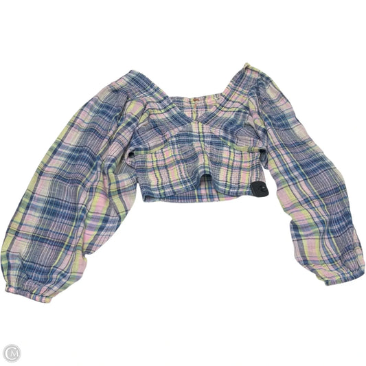 Top Long Sleeve By Free People In Plaid Pattern, Size: S