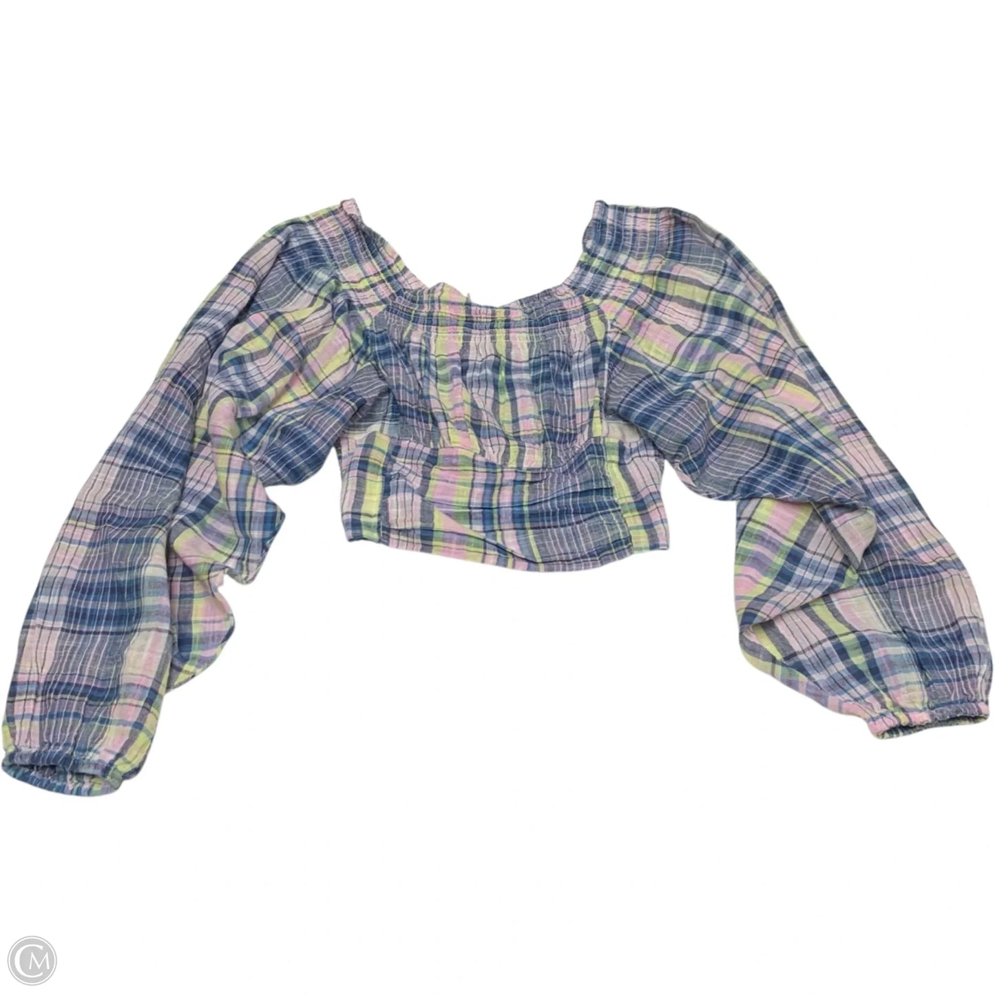 Top Long Sleeve By Free People In Plaid Pattern, Size: S