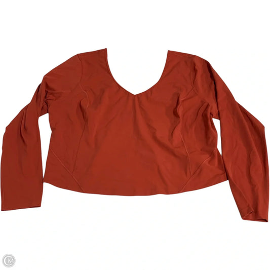Athletic Top Long Sleeve Crewneck By Lululemon In Orange, Size: Xl