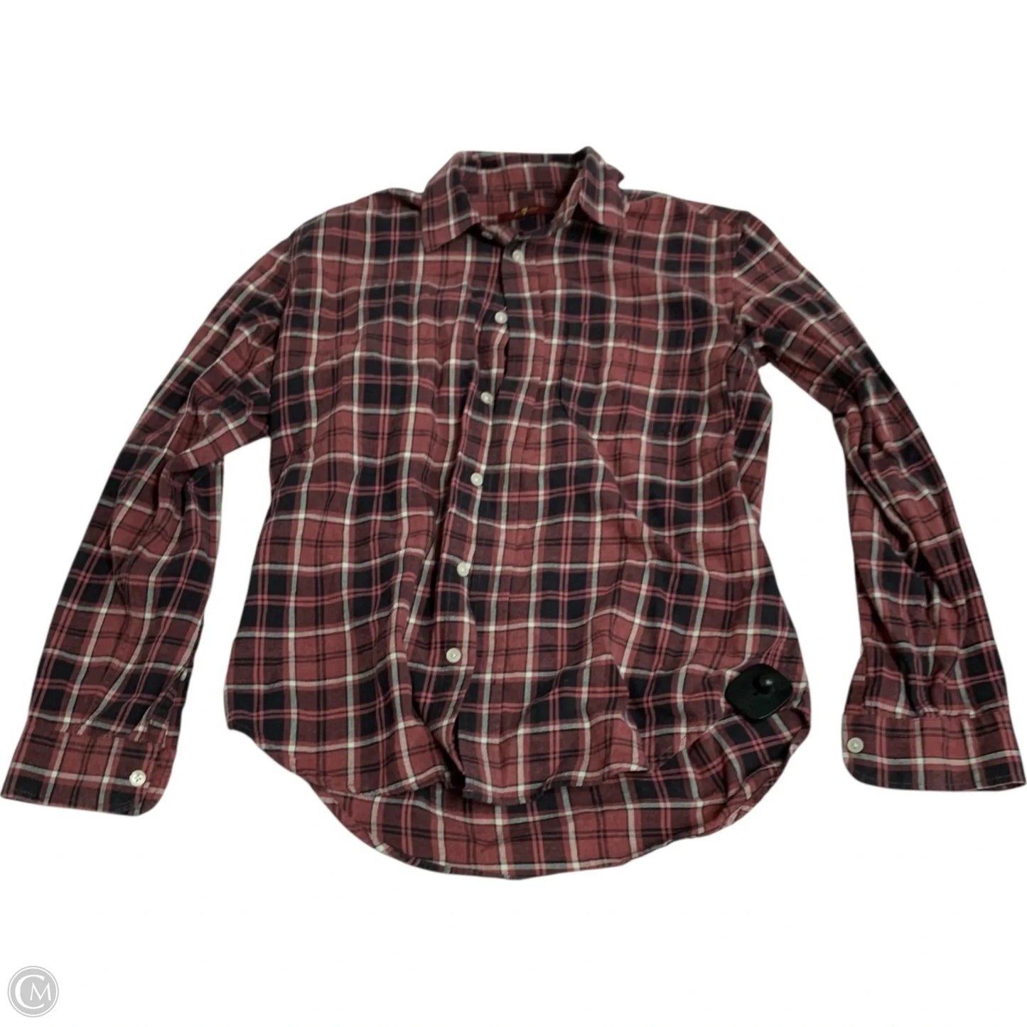 Top Long Sleeve By 7 For All Mankind In Plaid Pattern, Size: S