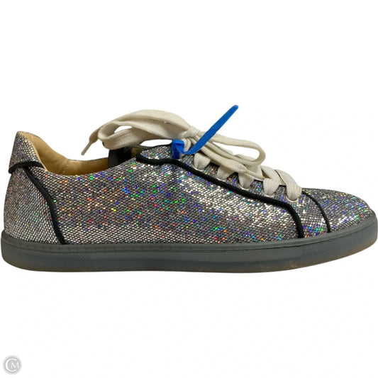Shoes Luxury Designer By Christian Louboutin In Silver, Size: 7