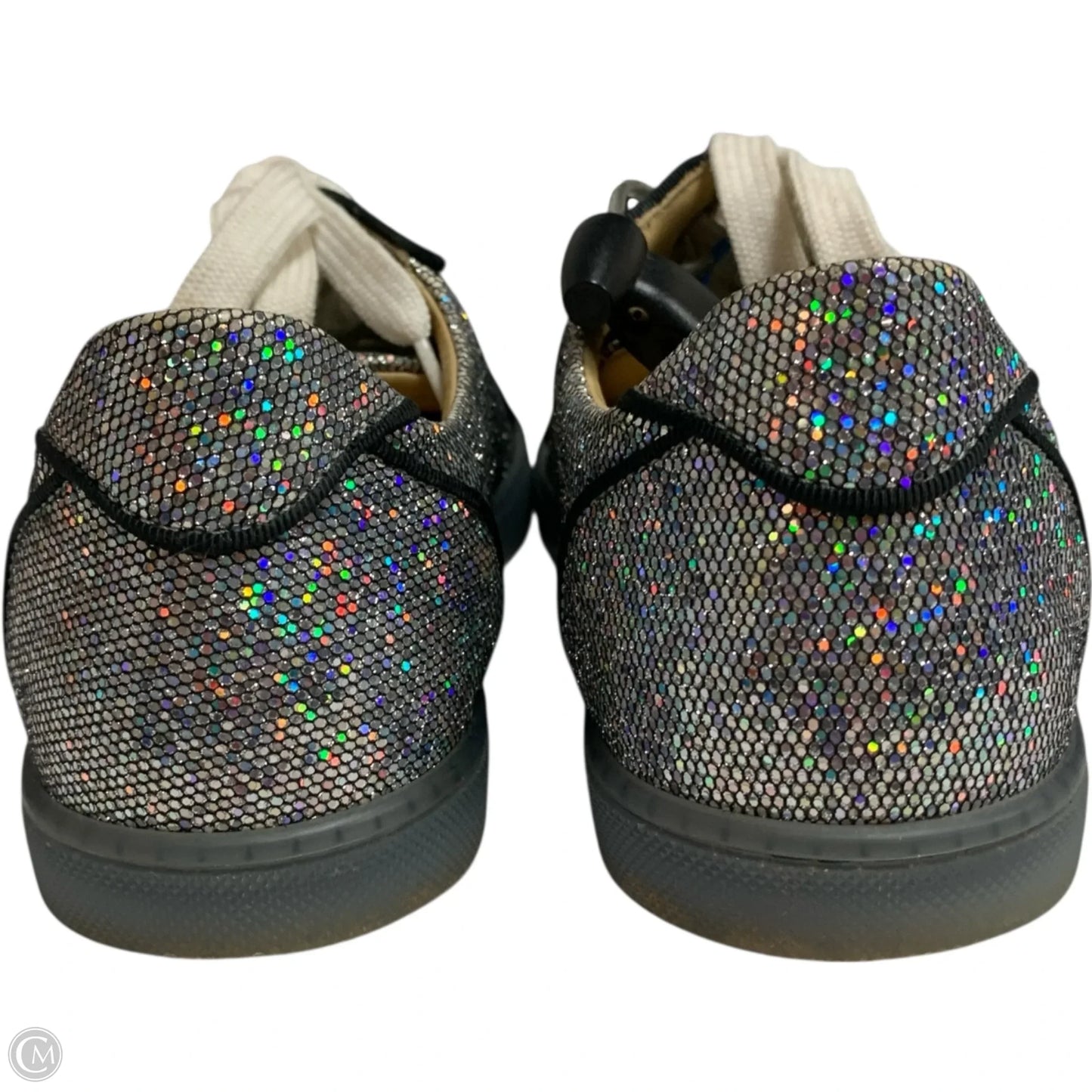 Shoes Luxury Designer By Christian Louboutin In Silver, Size: 7