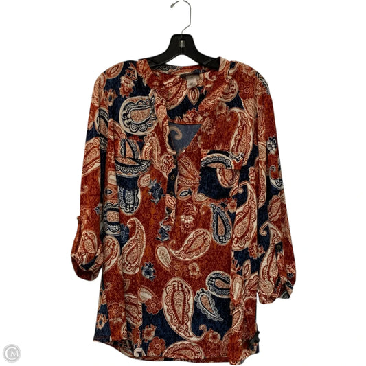 Top Long Sleeve By Cocomo In Blue & Orange, Size: 1x