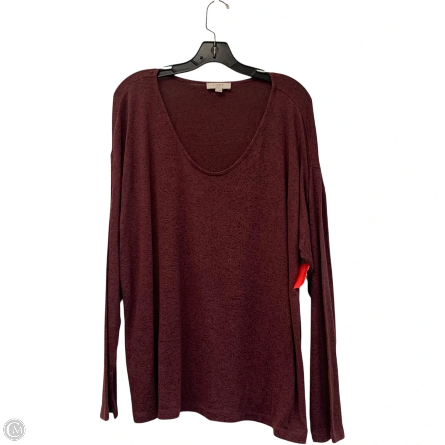 Top Long Sleeve By Loft In Maroon, Size: Xl