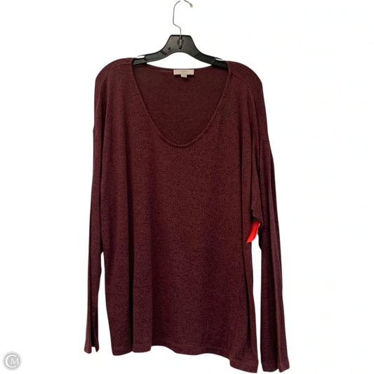 Top Long Sleeve By Loft In Maroon, Size: Xl