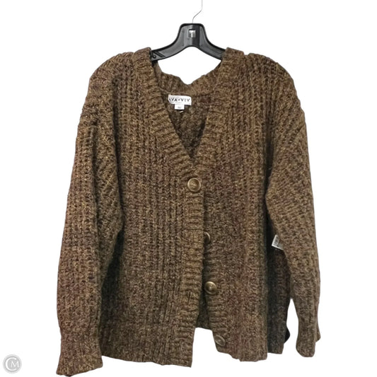 Sweater Cardigan By Ava & Viv In Brown, Size: 2x