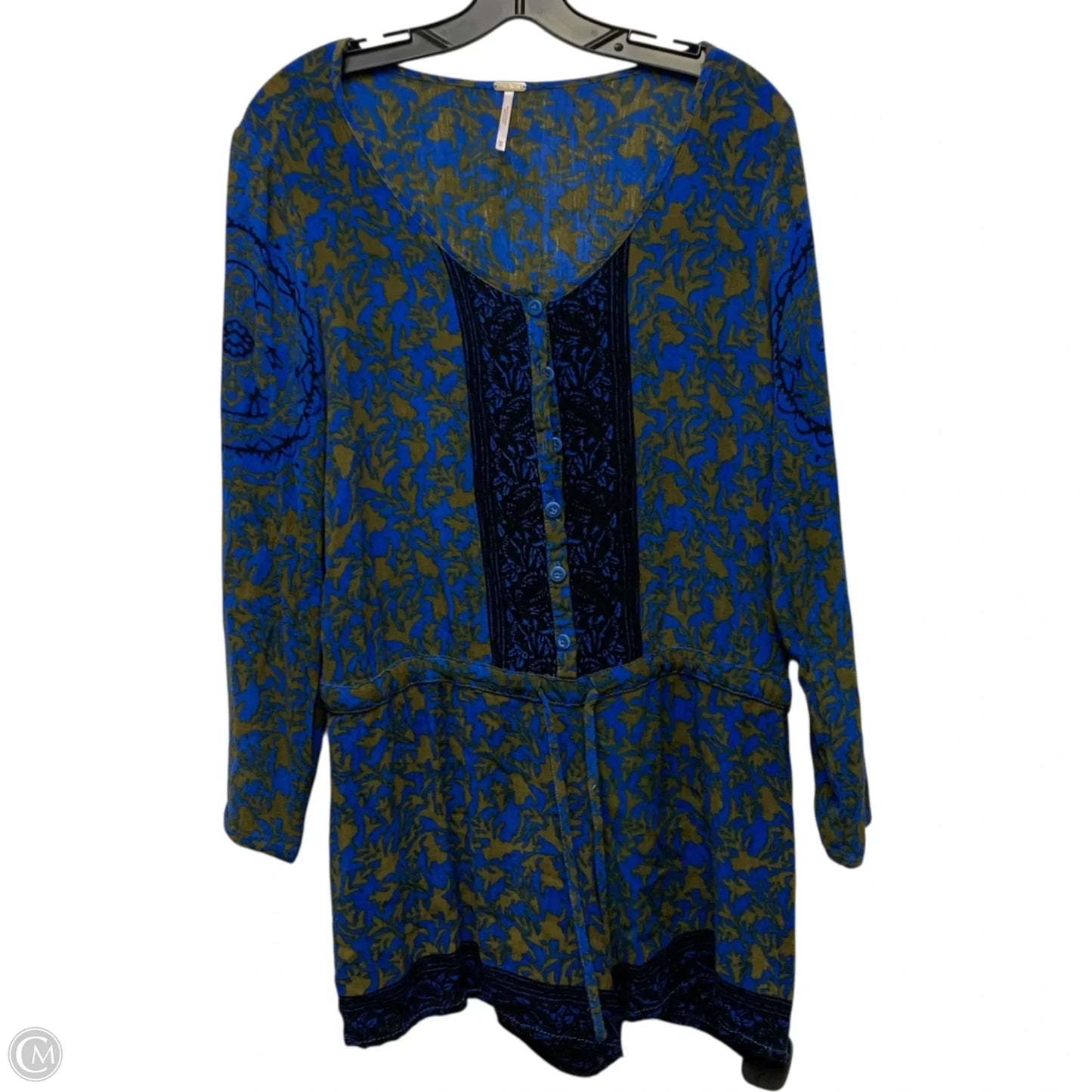 Top Long Sleeve By Free People In Blue & Green, Size: Xs