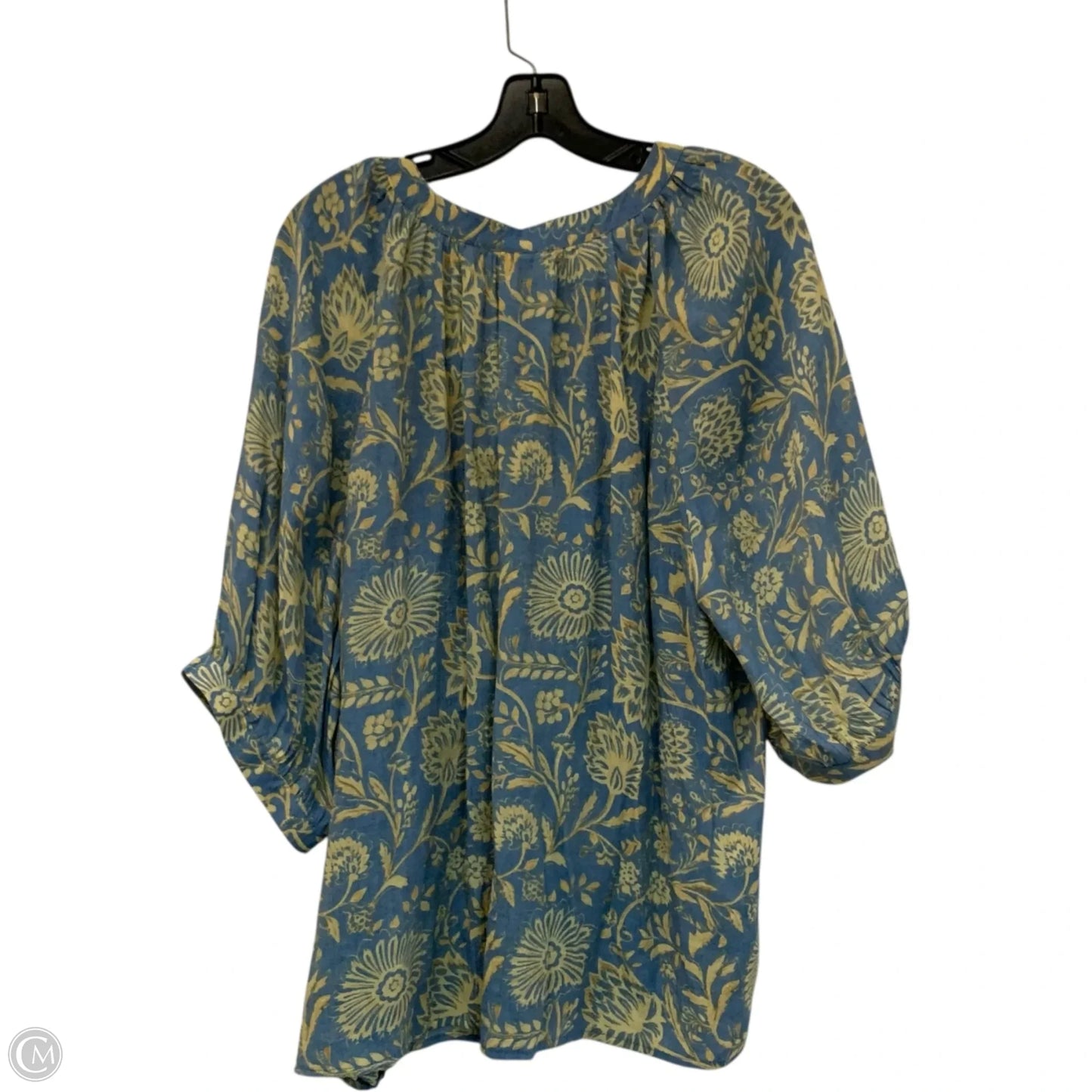 Top Long Sleeve By Sharagano In Blue & Yellow, Size: 3x