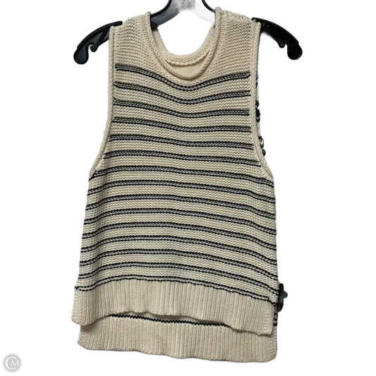 Vest Sweater By Lucky Brand In Black & Cream, Size: Xs