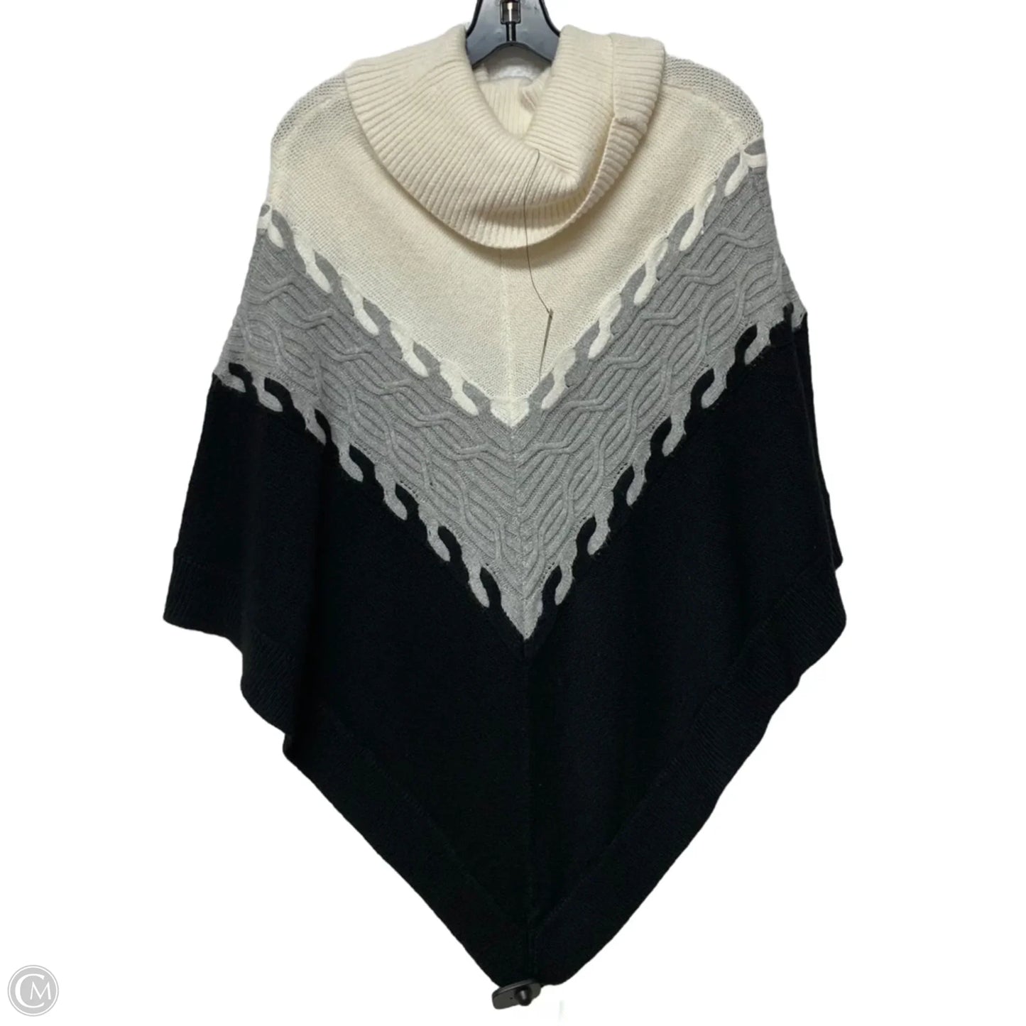 Poncho By Talbots In Black & White, Size: Xs