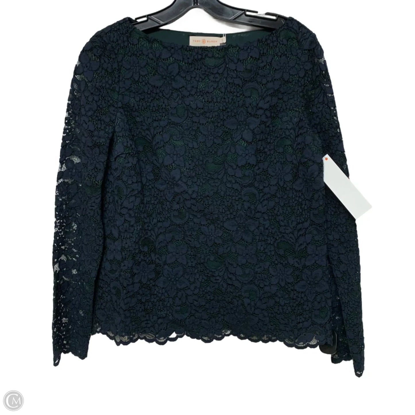 Top Long Sleeve Designer By Tory Burch In Blue & Green, Size: S