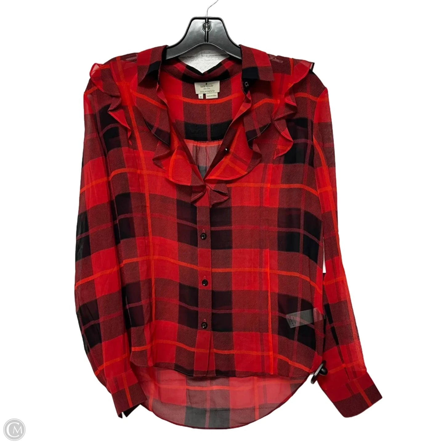 Top Long Sleeve Designer By Kate Spade In Black & Red, Size: S