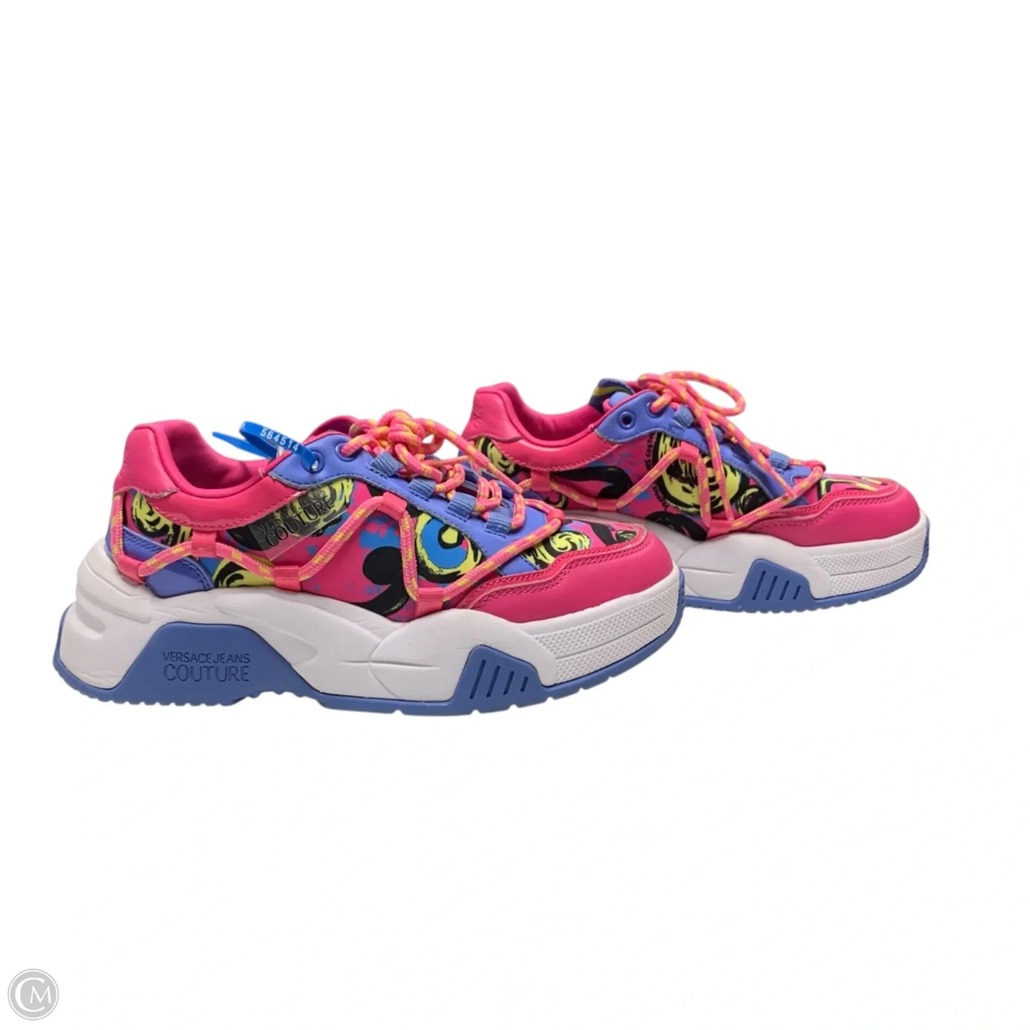 Shoes Luxury Designer By Versace In Pink & Purple, Size: 5