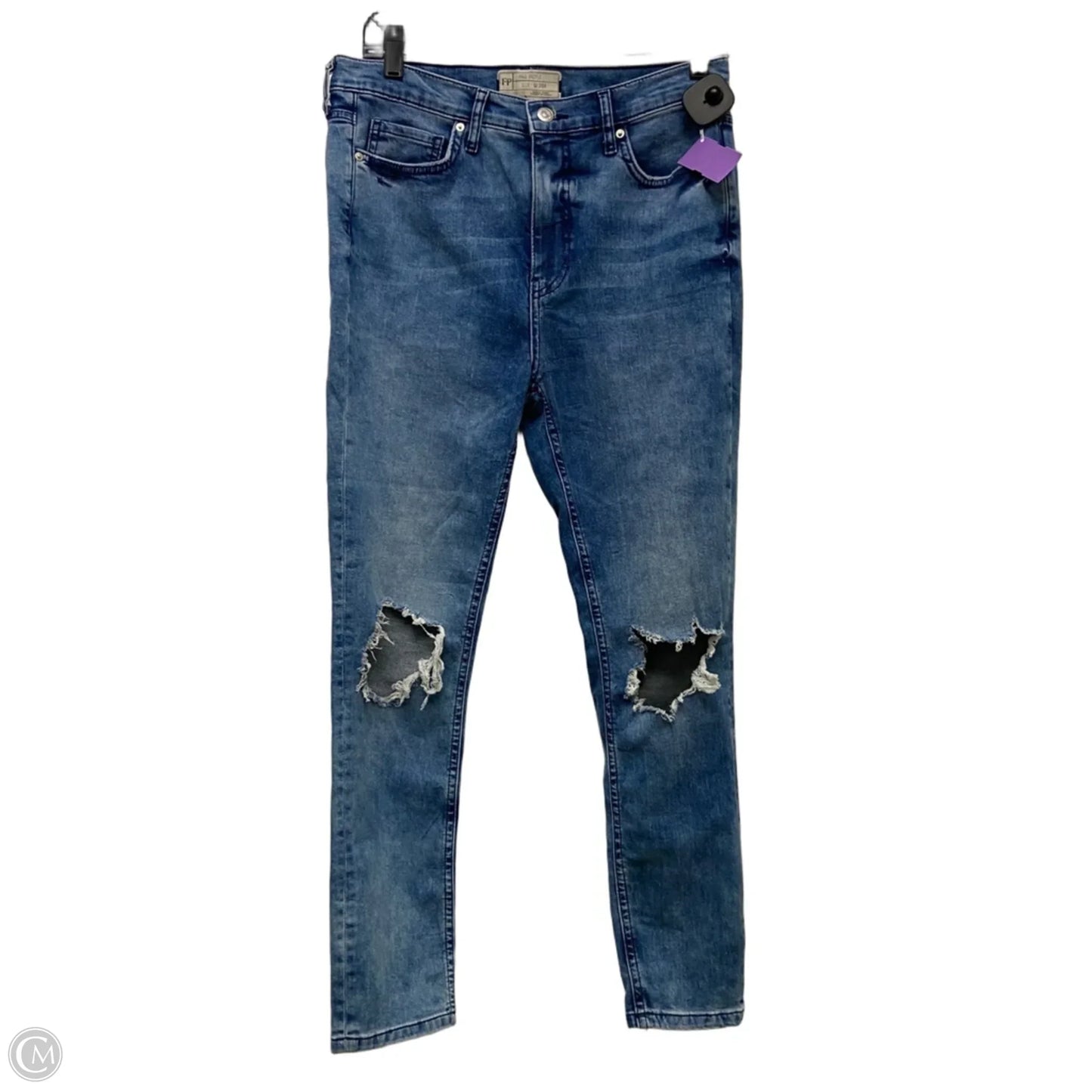 Jeans Skinny By Free People In Blue Denim, Size: 10