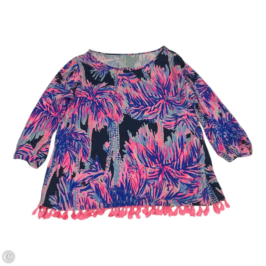 Top Long Sleeve Designer By Lilly Pulitzer In Blue & Pink, Size: M