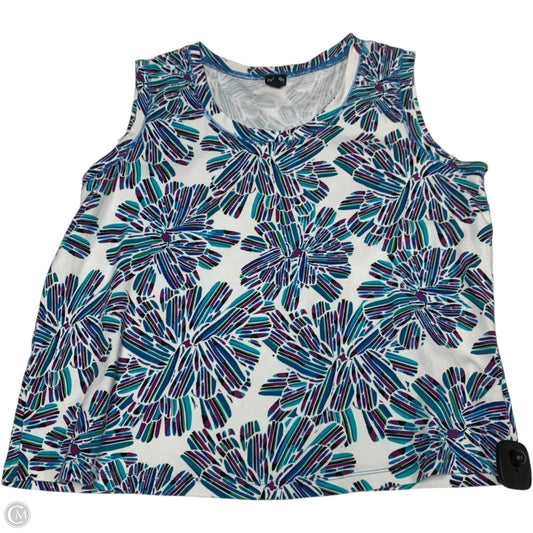 Top Sleeveless By Rafaella In Blue & White, Size: 1x