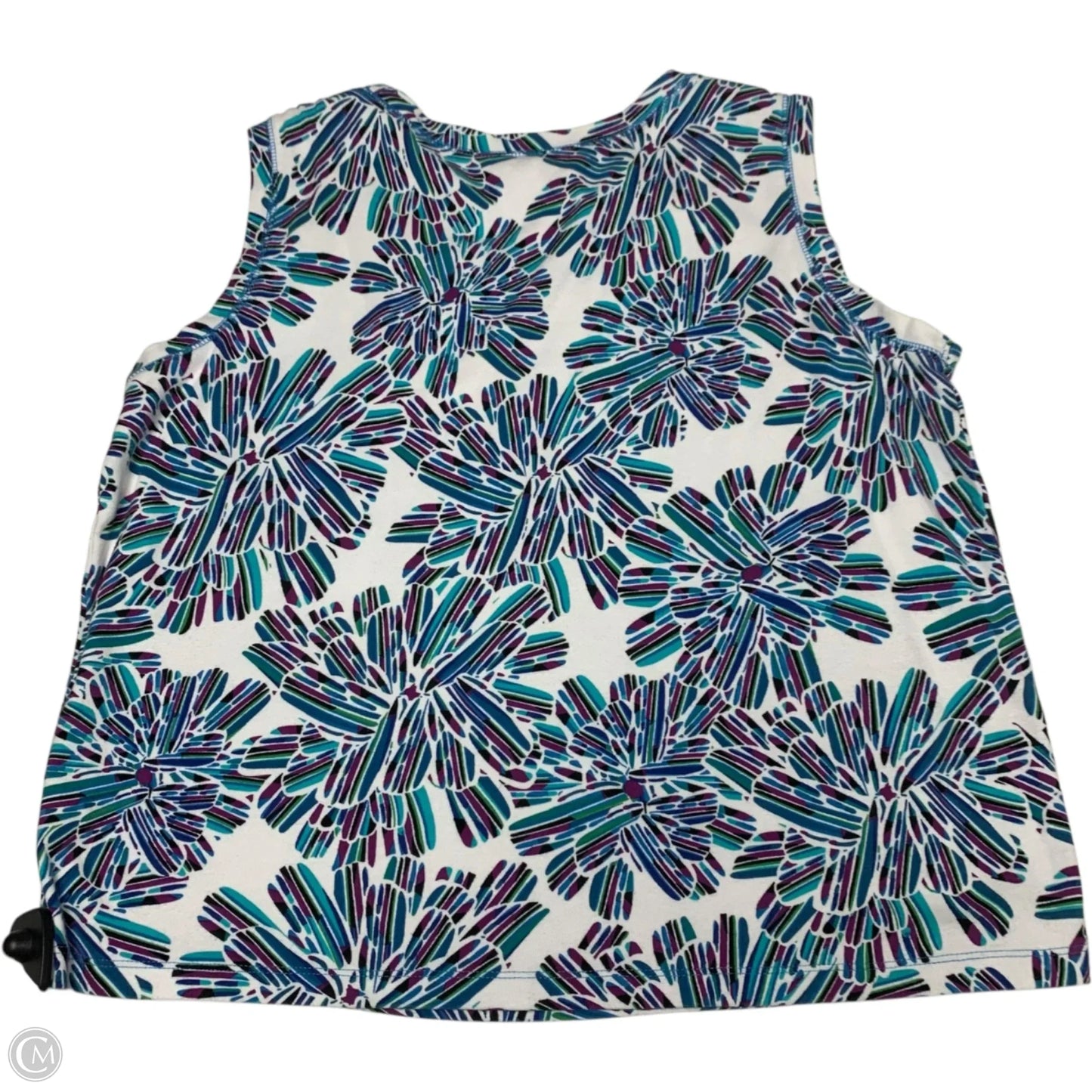 Top Sleeveless By Rafaella In Blue & White, Size: 1x