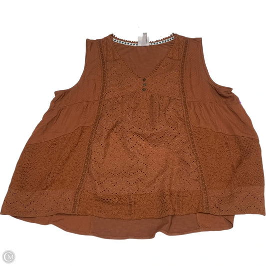 Top Sleeveless By Knox Rose In Brown, Size: 1x