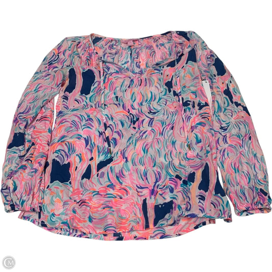 Top Long Sleeve Designer By Lilly Pulitzer In Blue & Pink, Size: Xxs