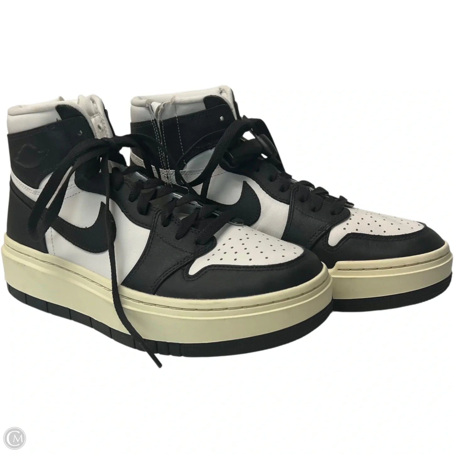 Shoes Luxury Designer By Jordan In Black & White, Size: 9.5