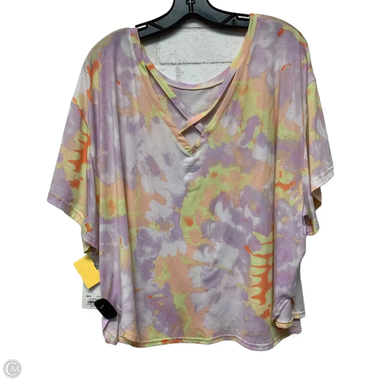 Athletic Top Short Sleeve By Tek Gear In Pink & Purple, Size: 3x