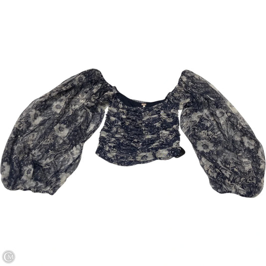 Top Long Sleeve By Free People In Blue & Cream, Size: S