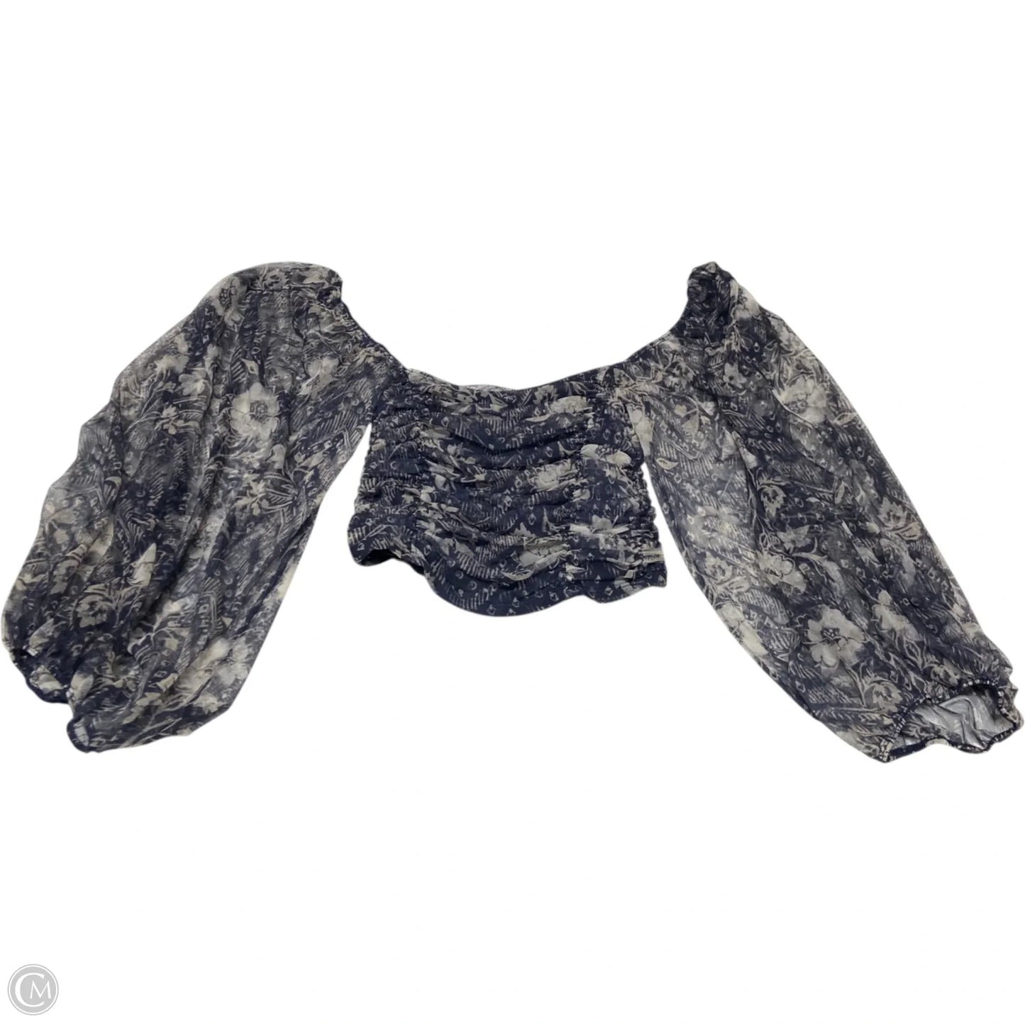 Top Long Sleeve By Free People In Blue & Cream, Size: S