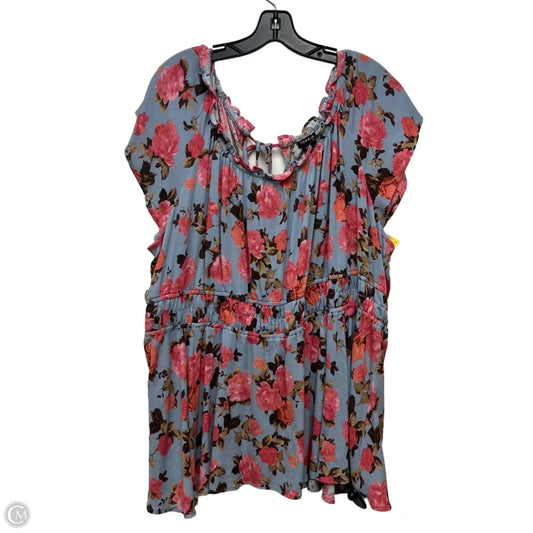 Top Short Sleeve By Torrid In Blue & Pink, Size: 4x
