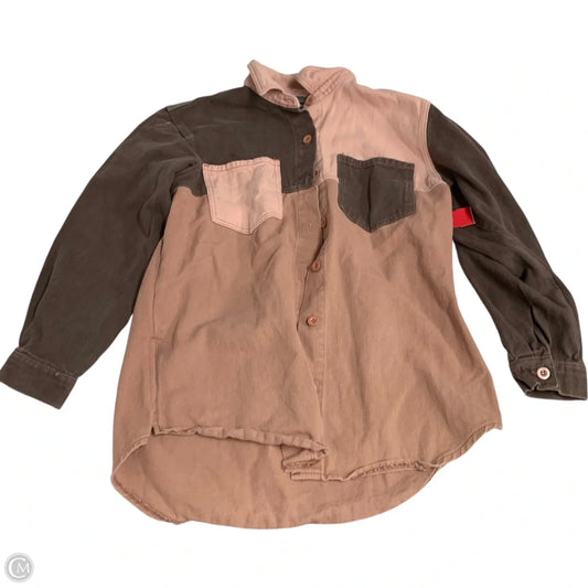 Jacket Shirt By Missguided In Brown & Pink, Size: M