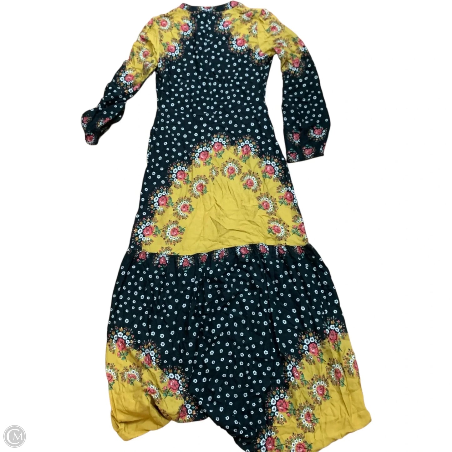 Dress Designer By Farm Rio In Black & Yellow, Size: S