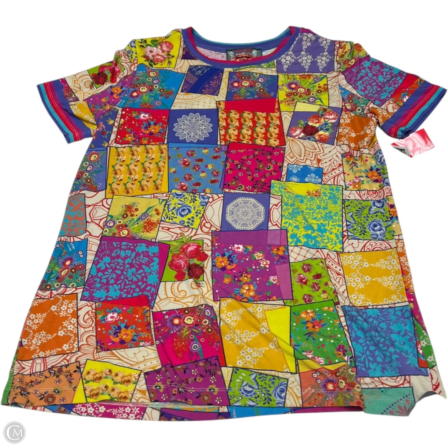 Top Short Sleeve Designer By Johnny Was In Multi-colored, Size: M